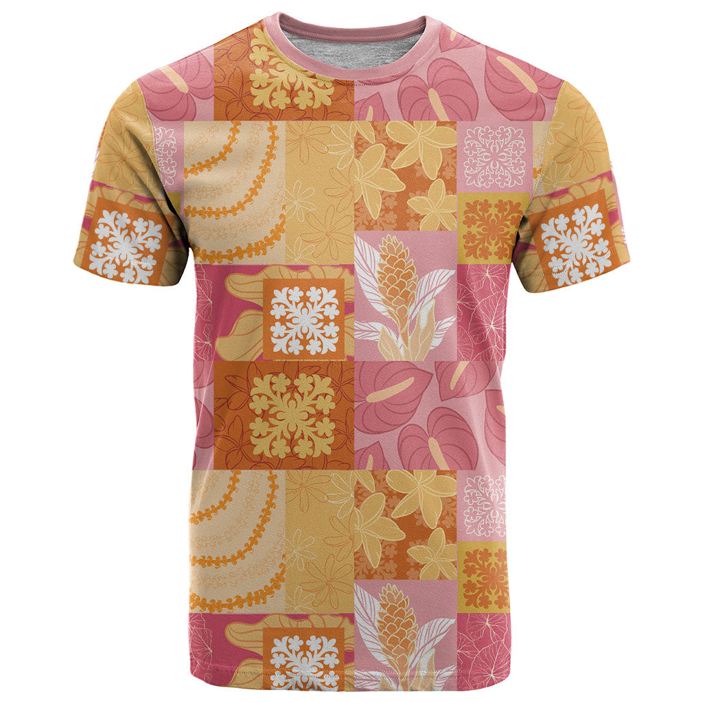 Aloha Hawaii Quilt Floral Patchwork Style T Shirt