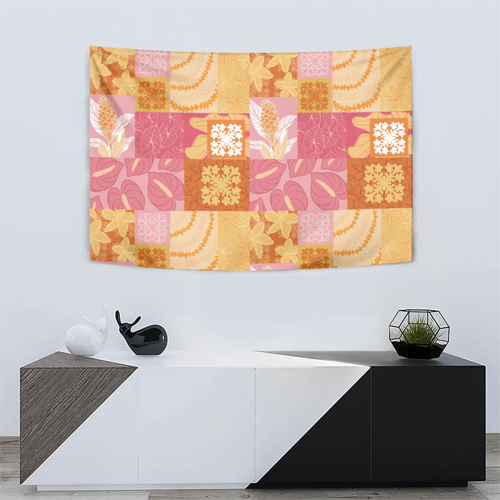 Aloha Hawaii Quilt Floral Patchwork Style Tapestry