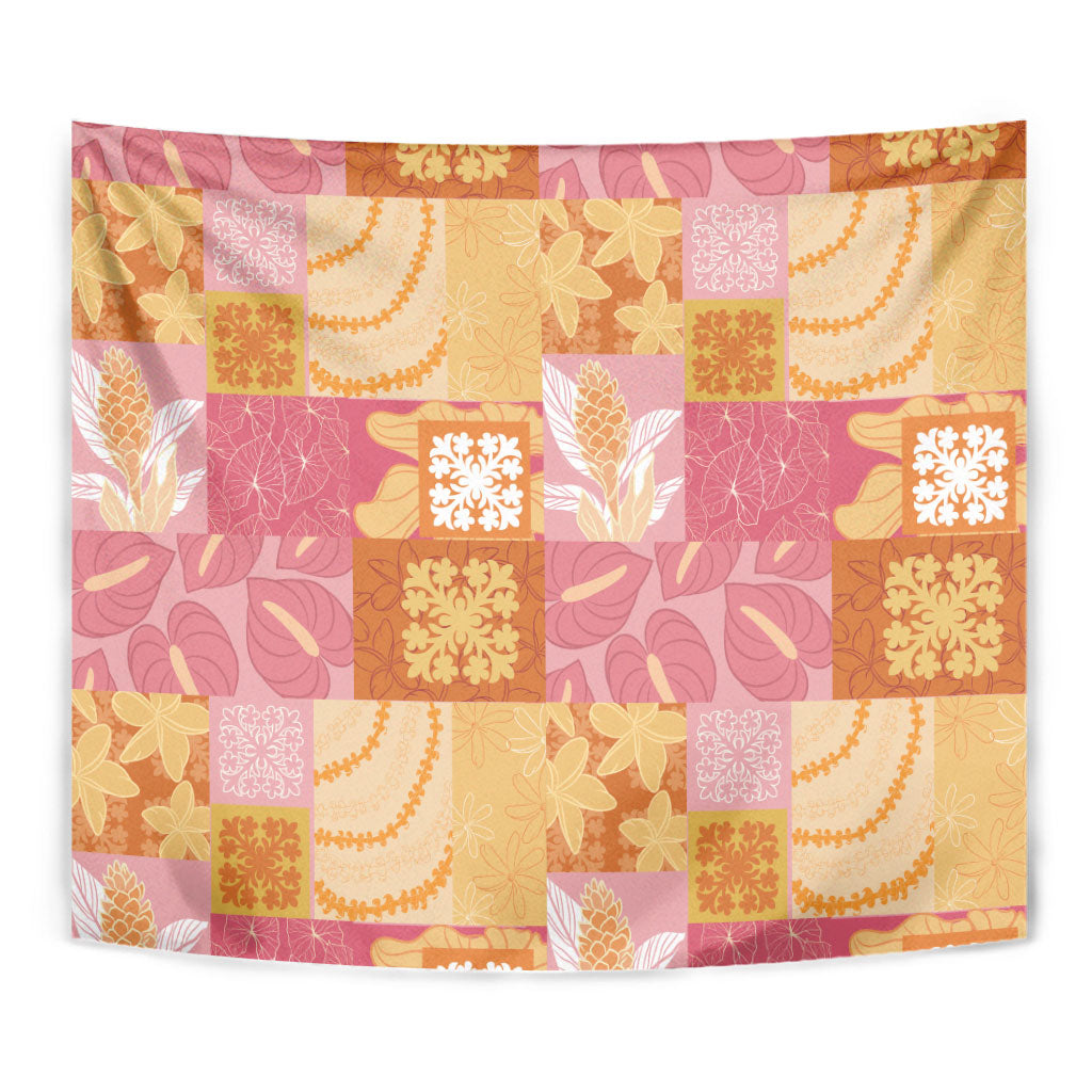 Aloha Hawaii Quilt Floral Patchwork Style Tapestry