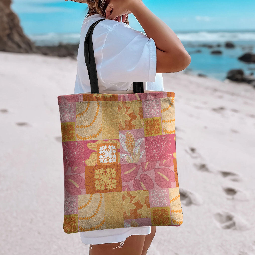 Aloha Hawaii Quilt Floral Patchwork Style Tote Bag
