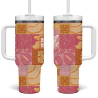 Aloha Hawaii Quilt Floral Patchwork Style Tumbler With Handle