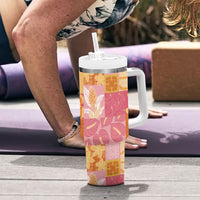 Aloha Hawaii Quilt Floral Patchwork Style Tumbler With Handle