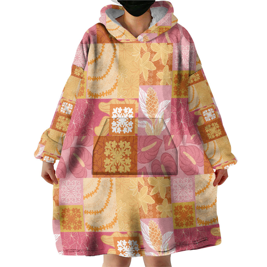 Aloha Hawaii Quilt Floral Patchwork Style Wearable Blanket Hoodie