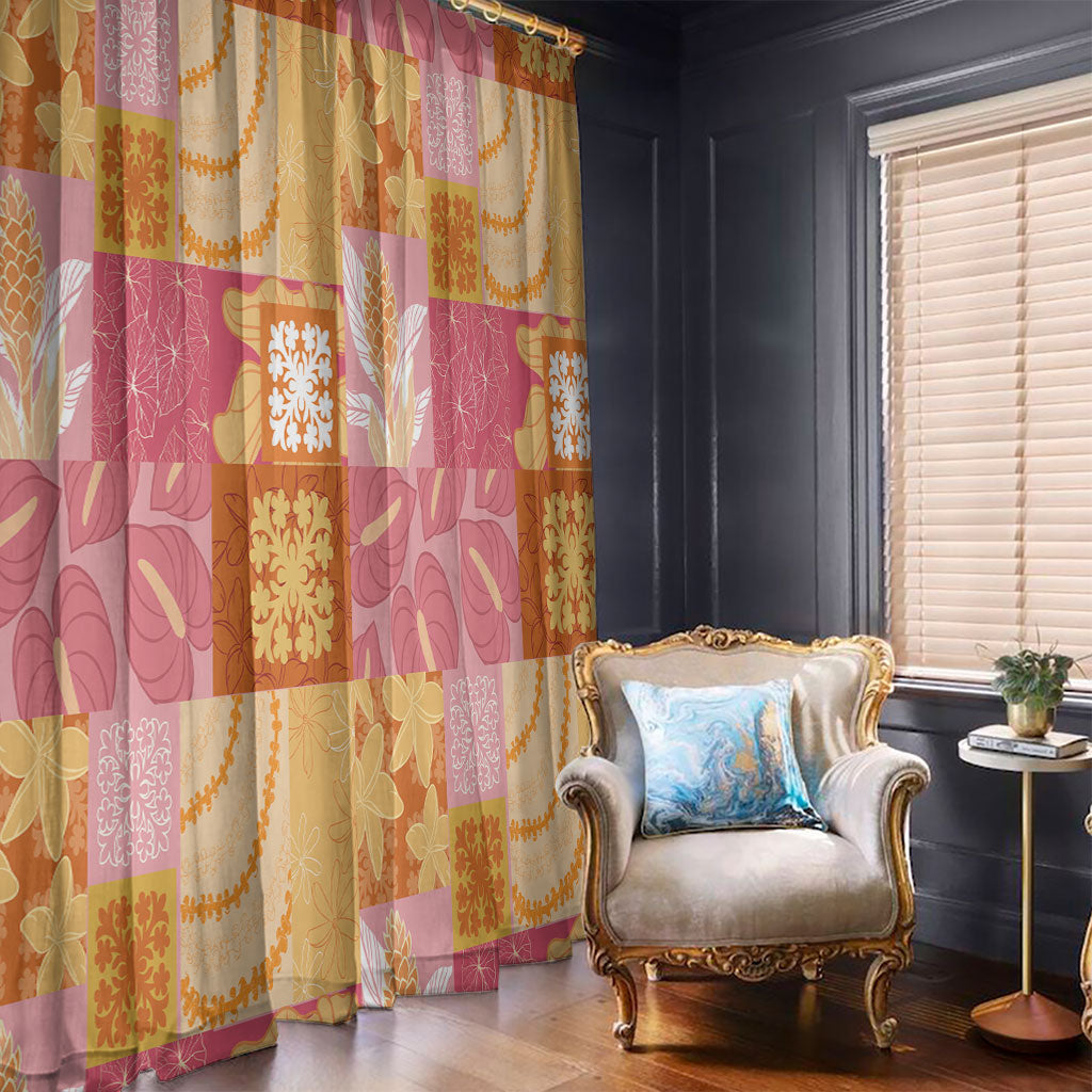 Aloha Hawaii Quilt Floral Patchwork Style Window Curtain