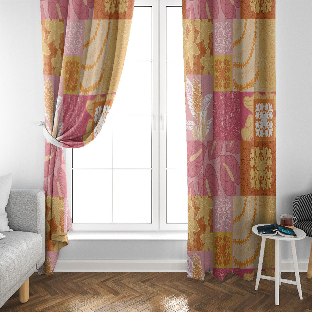Aloha Hawaii Quilt Floral Patchwork Style Window Curtain