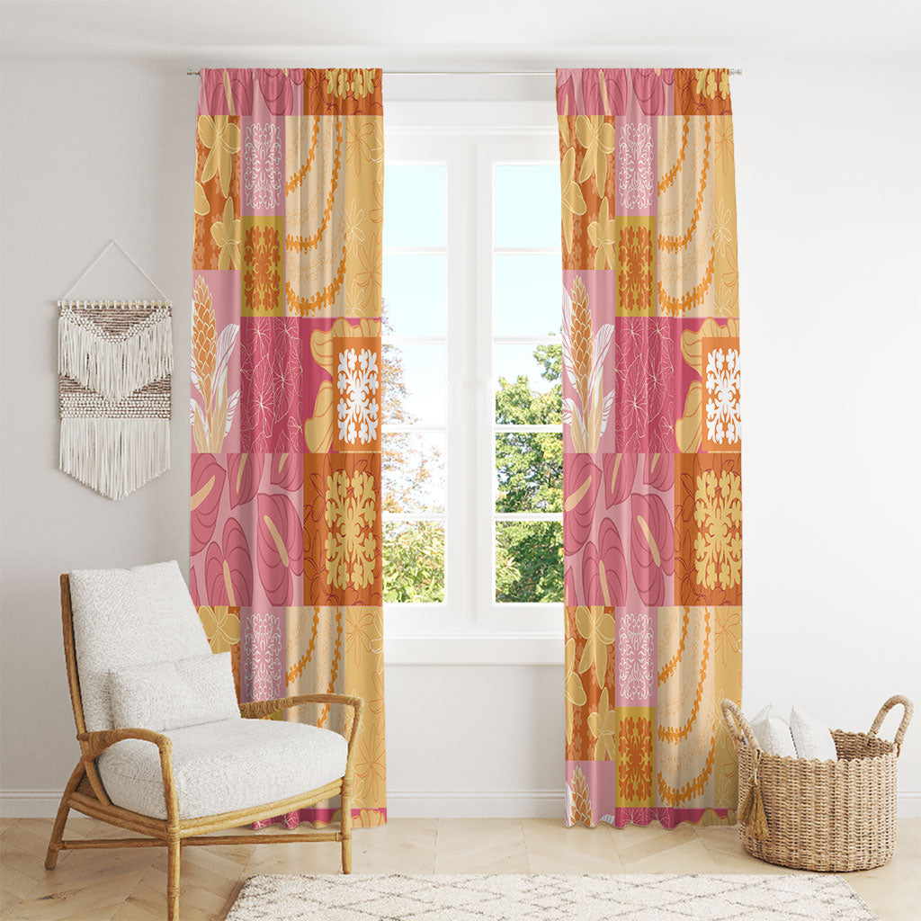 Aloha Hawaii Quilt Floral Patchwork Style Window Curtain