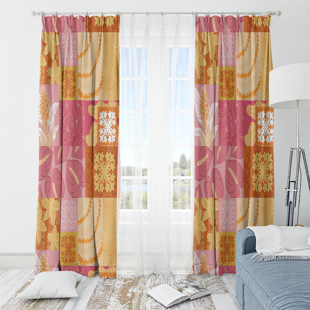 Aloha Hawaii Quilt Floral Patchwork Style Window Curtain