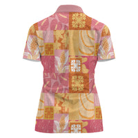 Aloha Hawaii Quilt Floral Patchwork Style Women Polo Shirt