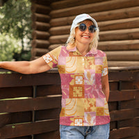 Aloha Hawaii Quilt Floral Patchwork Style Women Polo Shirt