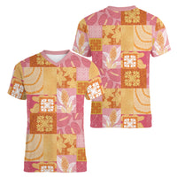 Aloha Hawaii Quilt Floral Patchwork Style Women V-Neck T-Shirt