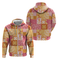 Aloha Hawaii Quilt Floral Patchwork Style Zip Hoodie