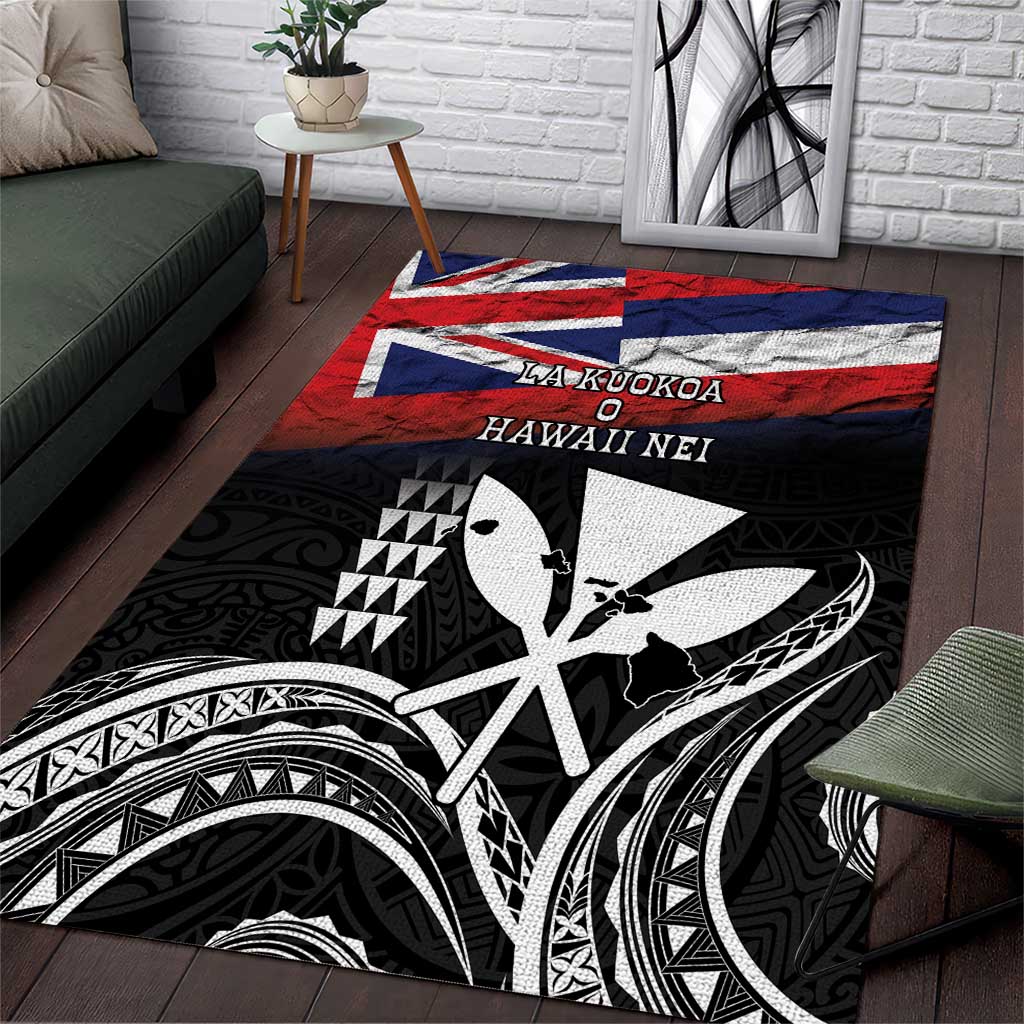 Hawaii Independence Day Area Rug La Kuokoa - Happy 28th November LT14 Black - Polynesian Pride
