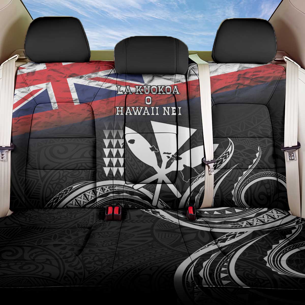 Hawaii Independence Day Back Car Seat Cover La Kuokoa - Happy 28th November LT14 One Size Black - Polynesian Pride