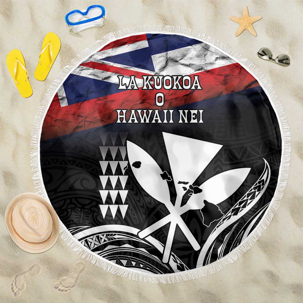 Hawaii Independence Day Beach Blanket La Kuokoa - Happy 28th November LT14 One Size 150cm Black - Polynesian Pride