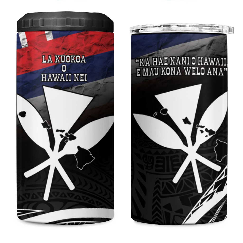 Hawaii Independence Day 4 in 1 Can Cooler Tumbler La Kuokoa - Happy 28th November LT14 One Size: 16 oz Black - Polynesian Pride