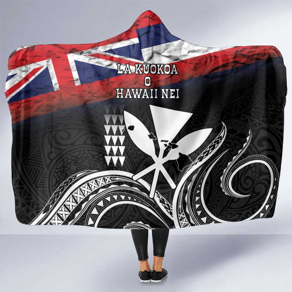 Hawaii Independence Day Hooded Blanket La Kuokoa - Happy 28th November LT14 One Size Black - Polynesian Pride