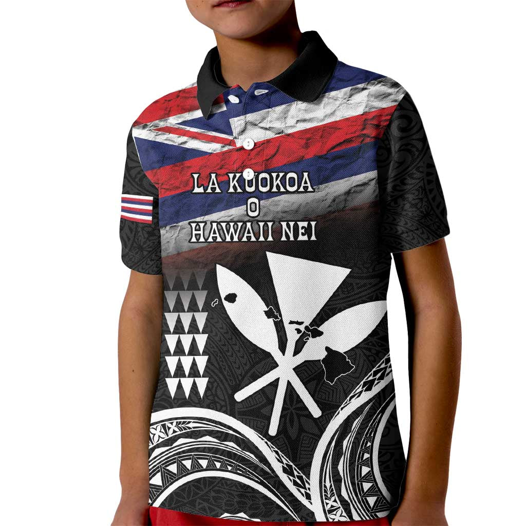 Hawaii Independence Day Kid Polo Shirt La Kuokoa - Happy 28th November LT14 Kid Black - Polynesian Pride