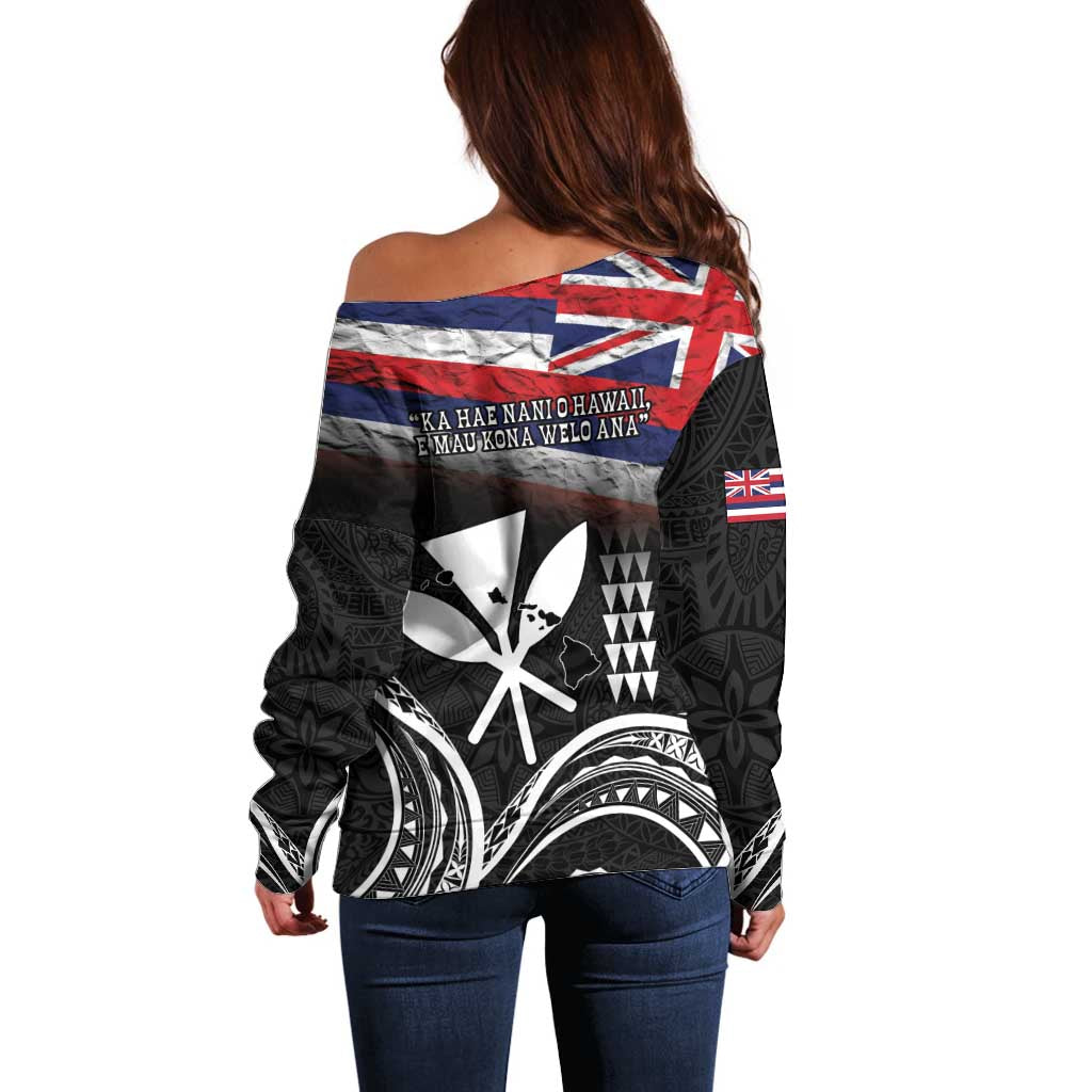 Hawaii Independence Day Off Shoulder Sweater La Kuokoa - Happy 28th November LT14 - Polynesian Pride