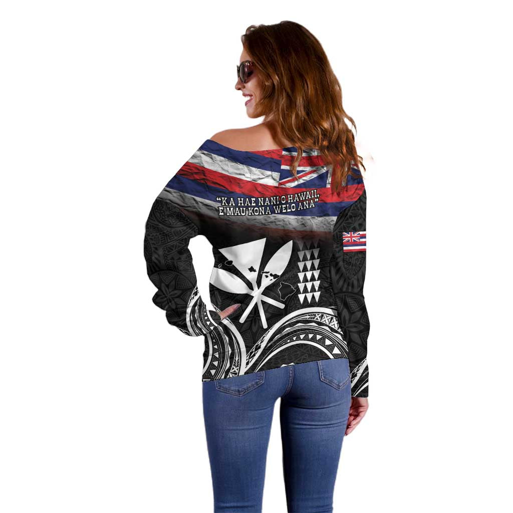 Hawaii Independence Day Off Shoulder Sweater La Kuokoa - Happy 28th November LT14 - Polynesian Pride