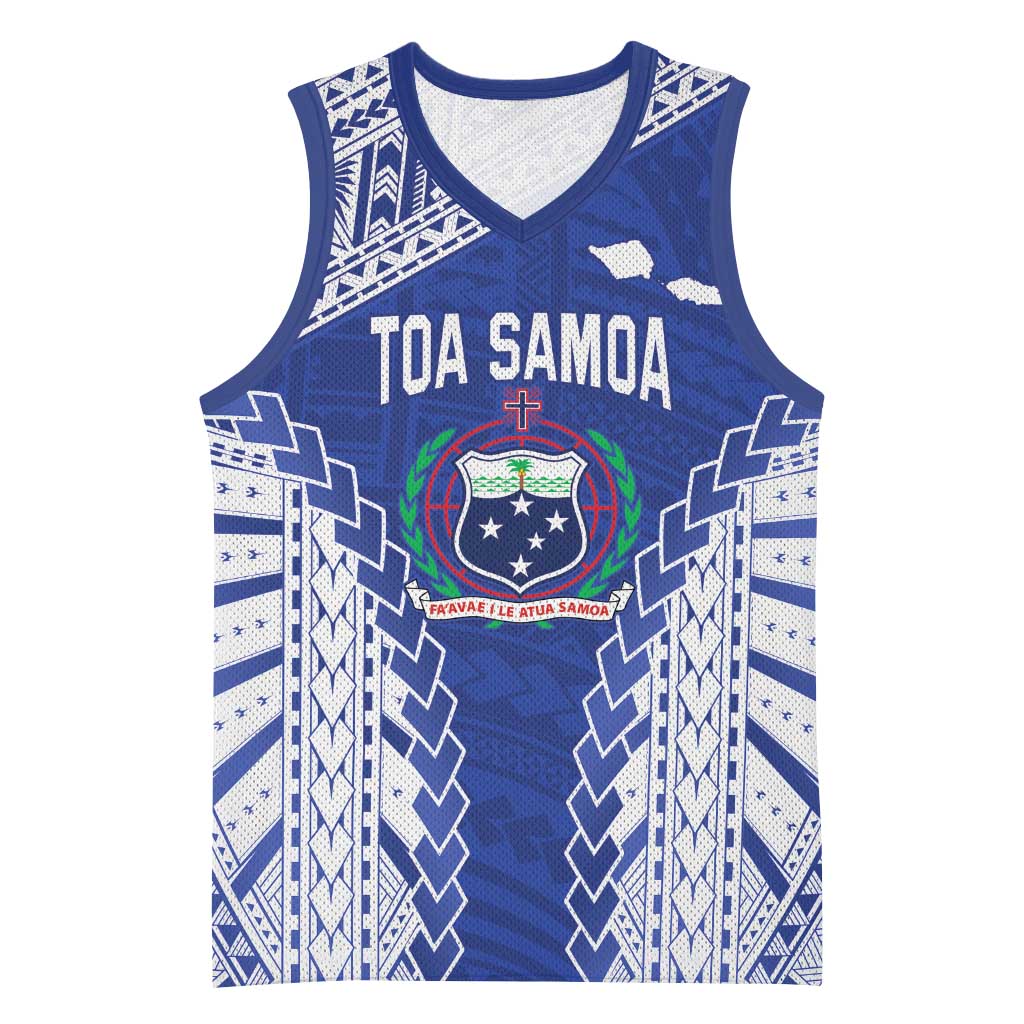 Toa Samoa Rugby Custom Basketball Jersey Go Champions Pacific Samoan Pattern LT14 Unisex Blue - Polynesian Pride