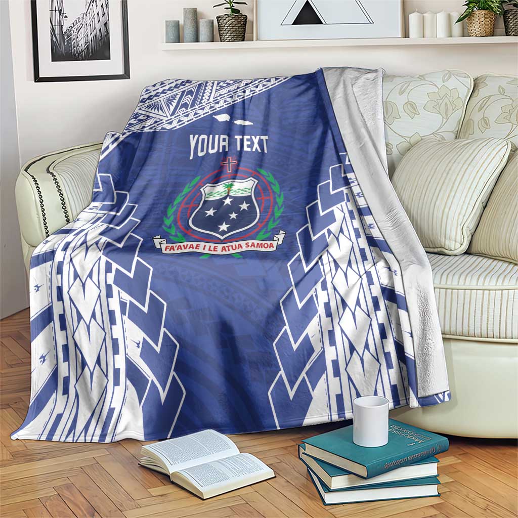 Toa Samoa Rugby Custom Blanket Go Champions Pacific Samoan Pattern LT14 Blue - Polynesian Pride