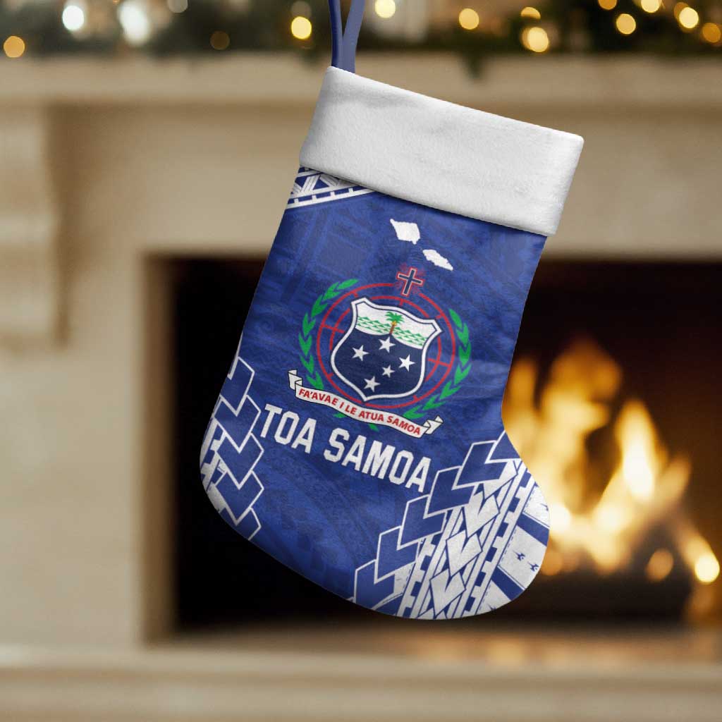 Toa Samoa Rugby Custom Christmas Stocking Go Champions Pacific Samoan Pattern LT14 Set of 2 Blue - Polynesian Pride