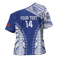Toa Samoa Rugby Custom Cross Shoulder Shirt Go Champions Pacific Samoan Pattern LT14 - Polynesian Pride