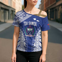 Toa Samoa Rugby Custom Cross Shoulder Shirt Go Champions Pacific Samoan Pattern LT14 - Polynesian Pride