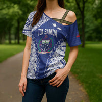 Toa Samoa Rugby Custom Cross Shoulder Shirt Go Champions Pacific Samoan Pattern LT14 - Polynesian Pride