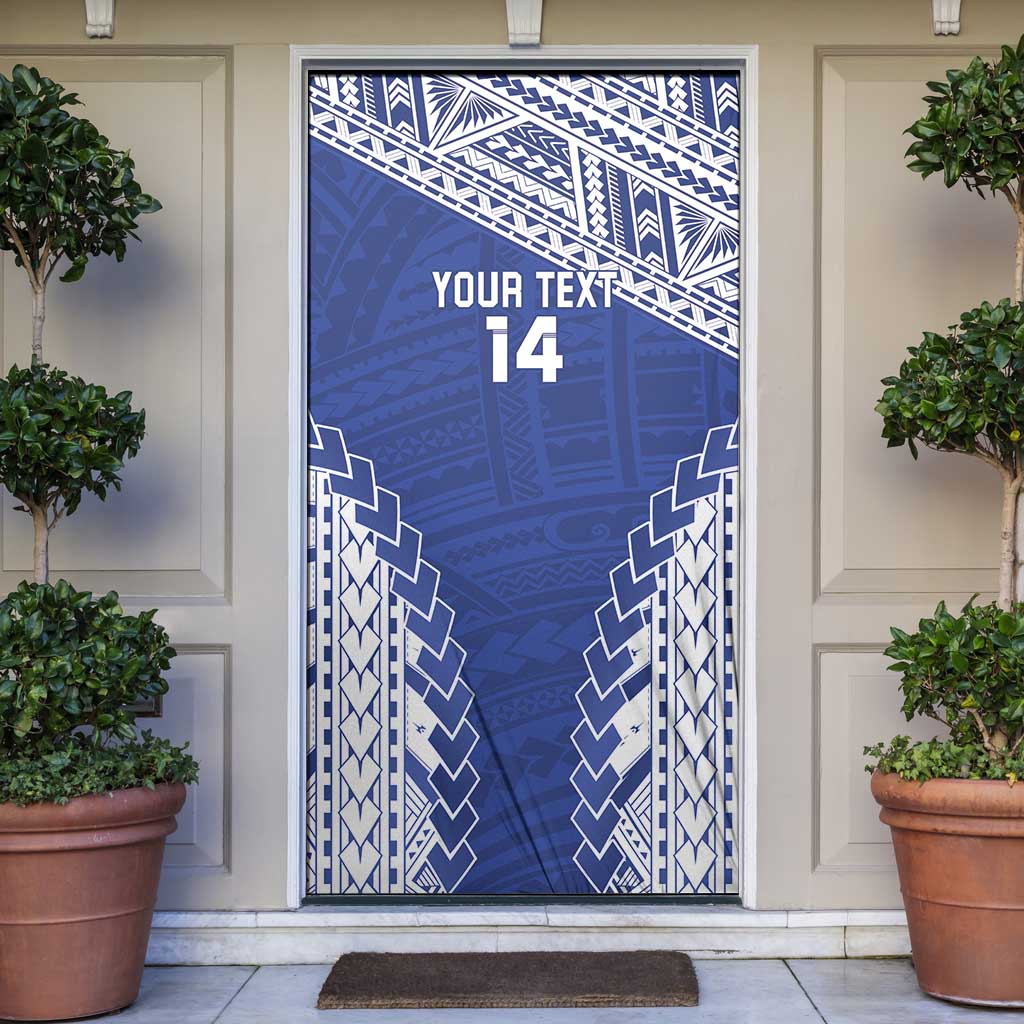 Toa Samoa Rugby Custom Door Cover Go Champions Pacific Samoan Pattern LT14 Blue - Polynesian Pride