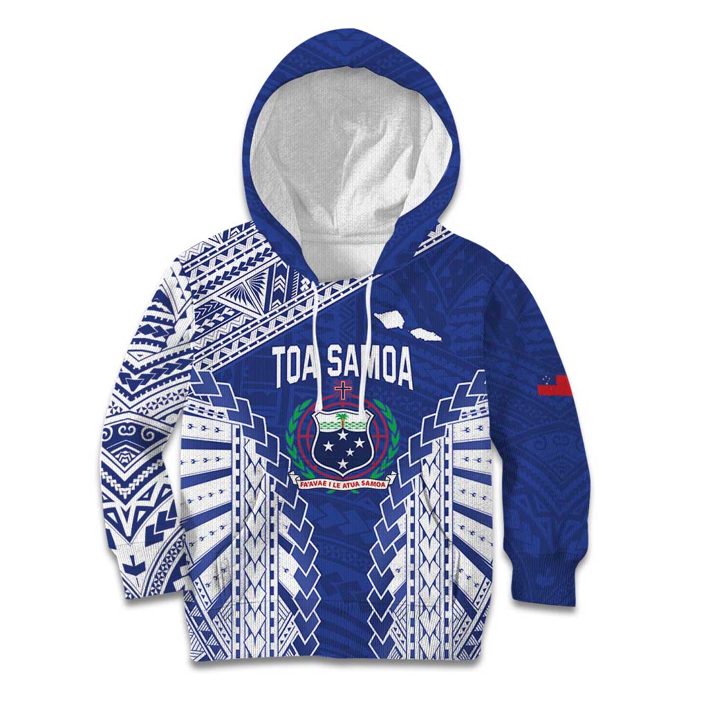 Toa Samoa Rugby Custom Kid Hoodie Go Champions Pacific Samoan Pattern LT14 Hoodie Blue - Polynesian Pride
