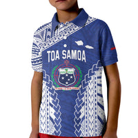 Toa Samoa Rugby Custom Kid Polo Shirt Go Champions Pacific Samoan Pattern LT14 Kid Blue - Polynesian Pride