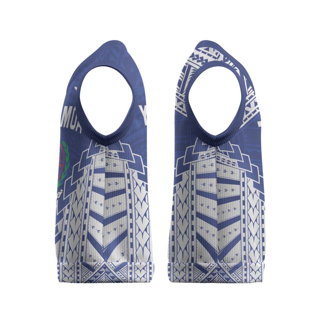 Toa Samoa Rugby Custom Christmas Knitted V-Neck Vest Go Champions Pacific Samoan Pattern LT14 - Polynesian Pride