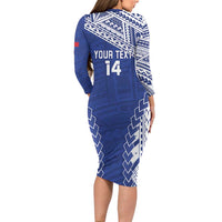 Toa Samoa Rugby Custom Long Sleeve Bodycon Dress Go Champions Pacific Samoan Pattern LT14 - Polynesian Pride