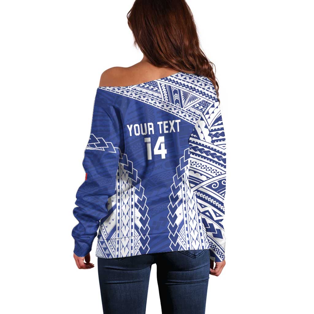 Toa Samoa Rugby Custom Off Shoulder Sweater Go Champions Pacific Samoan Pattern LT14 - Polynesian Pride