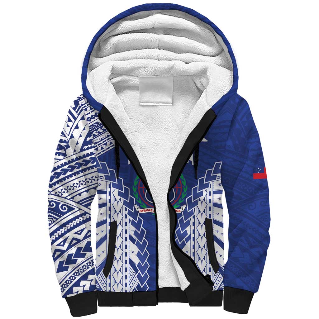 Toa Samoa Rugby Custom Sherpa Hoodie Go Champions Pacific Samoan Pattern LT14 Unisex Blue - Polynesian Pride