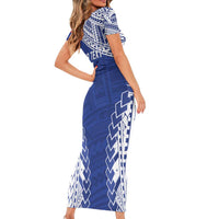 Toa Samoa Rugby Custom Short Sleeve Bodycon Dress Go Champions Pacific Samoan Pattern LT14 - Polynesian Pride