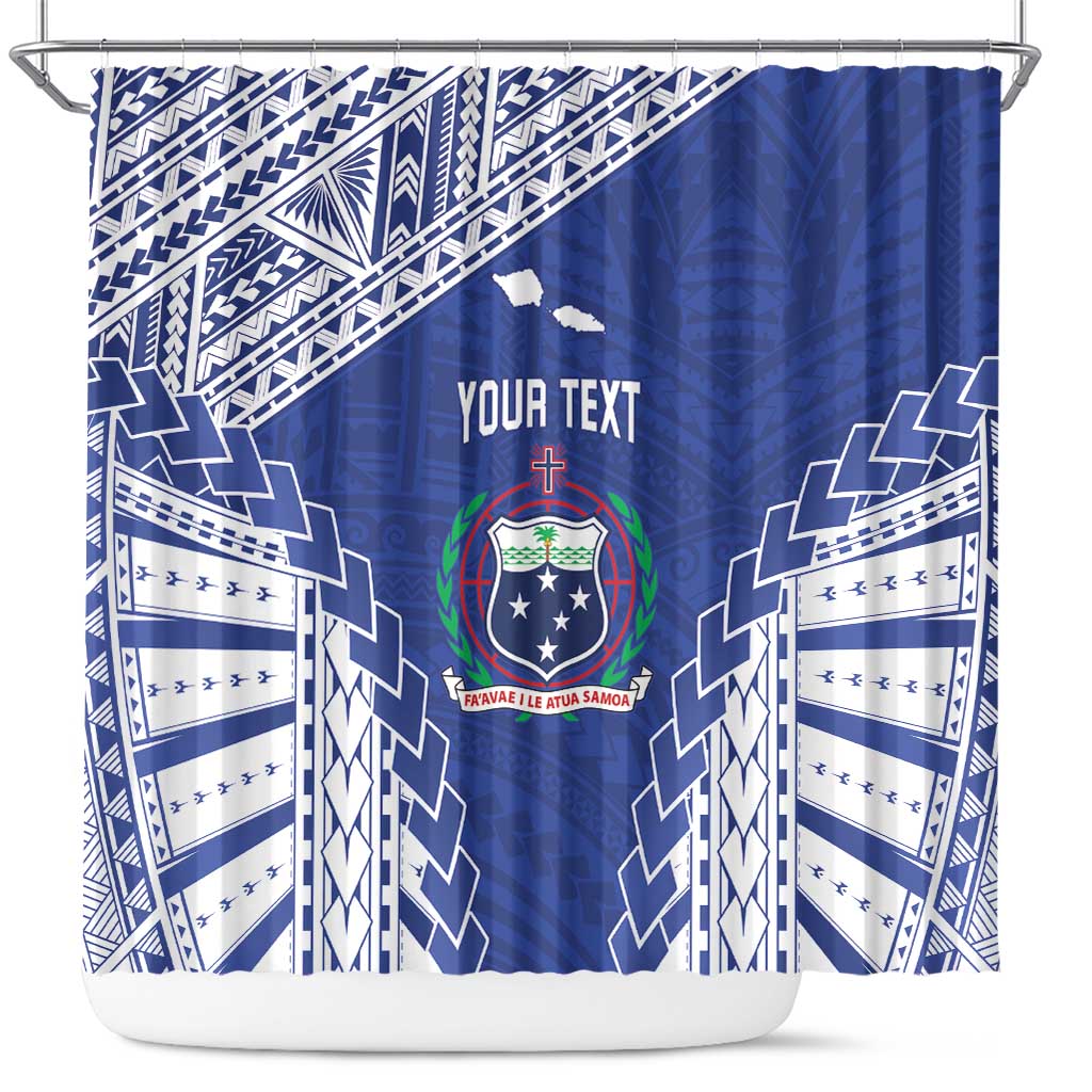 Toa Samoa Rugby Custom Shower Curtain Go Champions Pacific Samoan Pattern LT14 Blue - Polynesian Pride