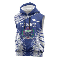 Toa Samoa Rugby Custom Sleeveless Hoodie Go Champions Pacific Samoan Pattern LT14 Blue - Polynesian Pride