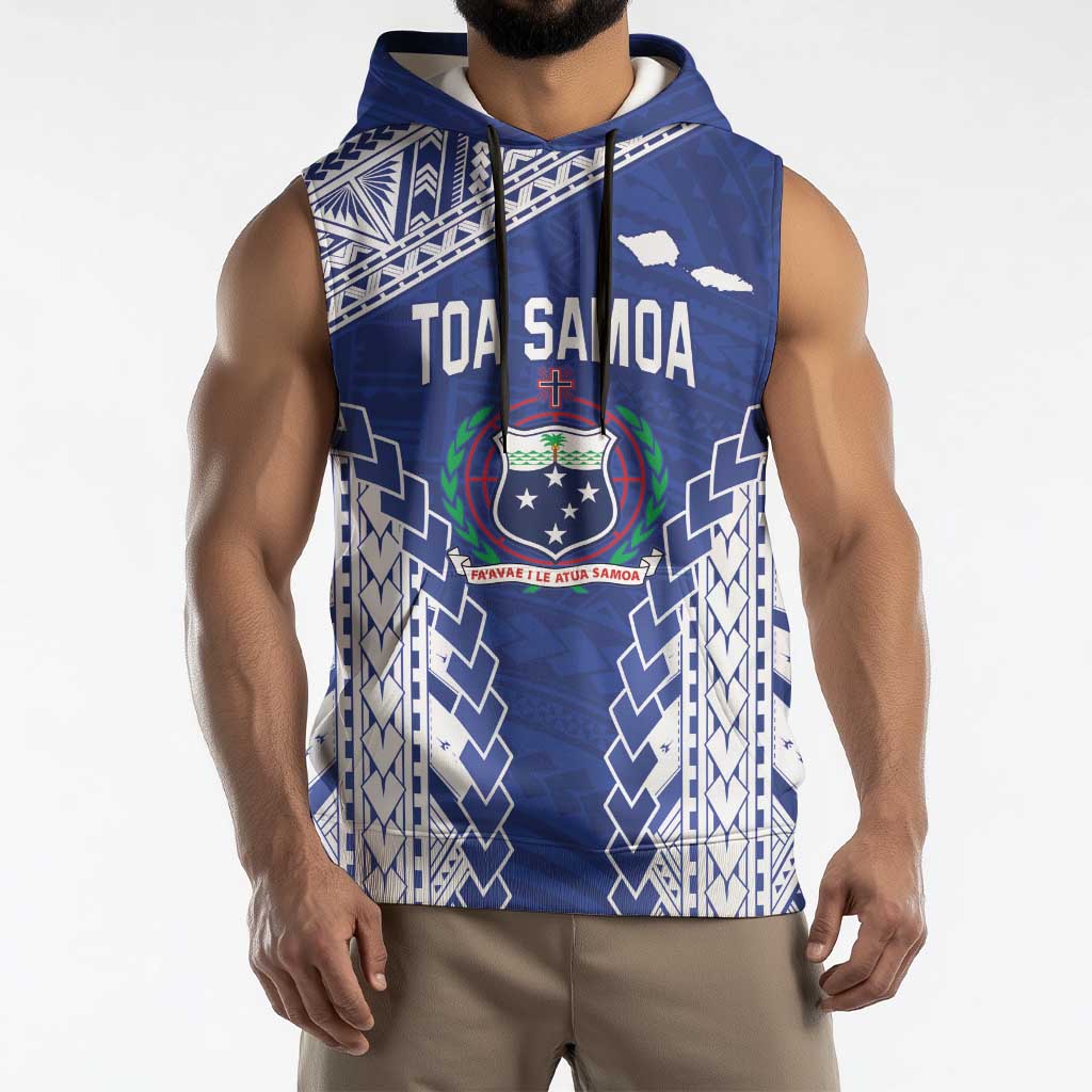 Toa Samoa Rugby Custom Sleeveless Hoodie Go Champions Pacific Samoan Pattern LT14 - Polynesian Pride
