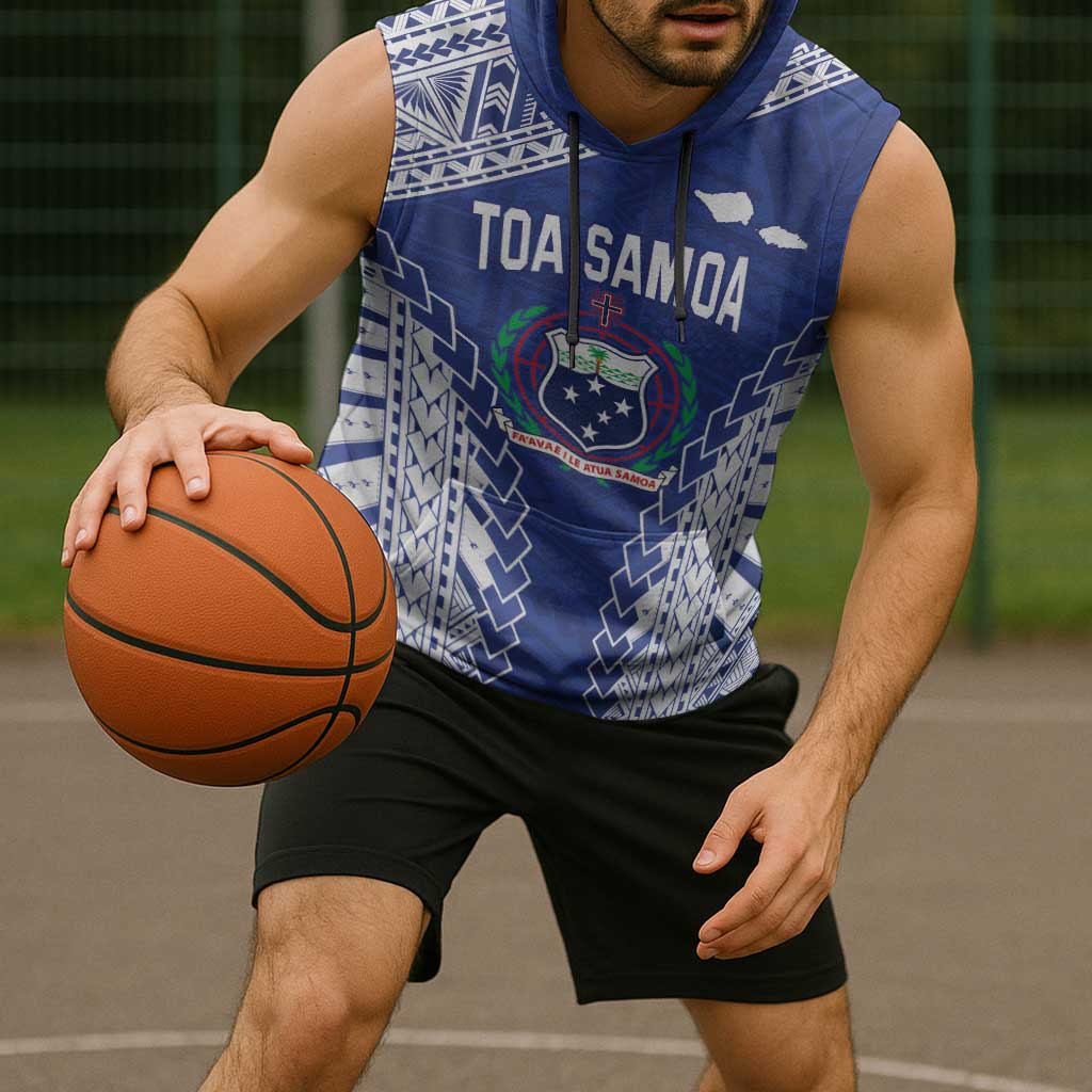 Toa Samoa Rugby Custom Sleeveless Hoodie Go Champions Pacific Samoan Pattern LT14 - Polynesian Pride