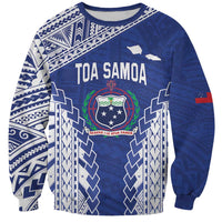 Toa Samoa Rugby Custom Sweatshirt Go Champions Pacific Samoan Pattern LT14 Unisex Blue - Polynesian Pride