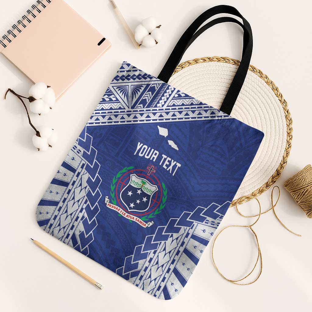 Toa Samoa Rugby Custom Tote Bag Go Champions Pacific Samoan Pattern LT14 Black Strap One Size Blue - Polynesian Pride