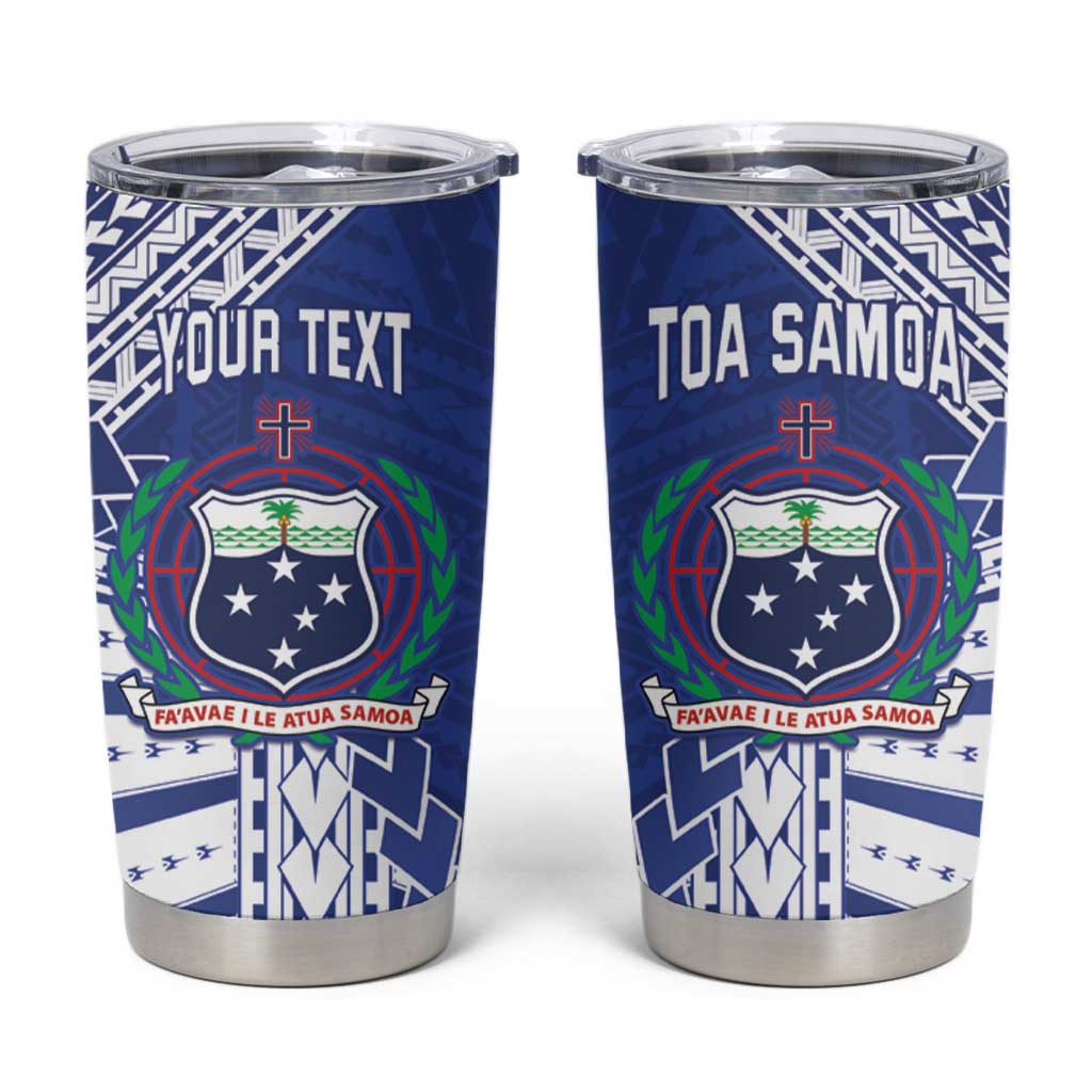 Toa Samoa Rugby Custom Tumbler Cup Go Champions Pacific Samoan Pattern LT14 Blue - Polynesian Pride