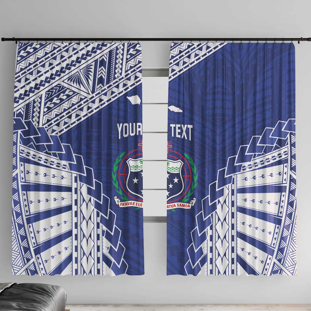 Toa Samoa Rugby Custom Window Curtain Go Champions Pacific Samoan Pattern LT14 With Hooks Blue - Polynesian Pride