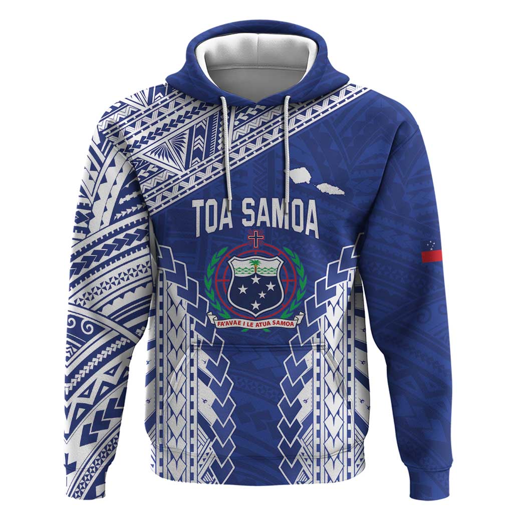 Toa Samoa Rugby Custom Zip Hoodie Go Champions Pacific Samoan Pattern LT14 Pullover Hoodie Blue - Polynesian Pride