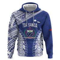 Toa Samoa Rugby Custom Zip Hoodie Go Champions Pacific Samoan Pattern LT14 Pullover Hoodie Blue - Polynesian Pride