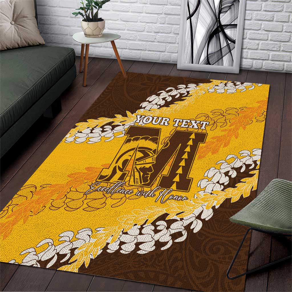 Personalized Mililani Hawaii High School Area Rug Puakenikeni Lei Hawaiian Pattern LT14 Yellow - Polynesian Pride