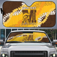 Personalized Mililani Hawaii High School Auto Sun Shade Puakenikeni Lei Hawaiian Pattern LT14 Yellow - Polynesian Pride