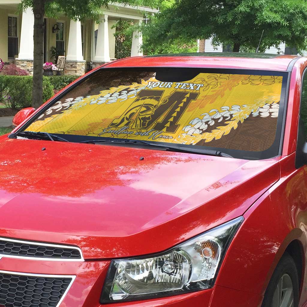 Personalized Mililani Hawaii High School Auto Sun Shade Puakenikeni Lei Hawaiian Pattern LT14 - Polynesian Pride